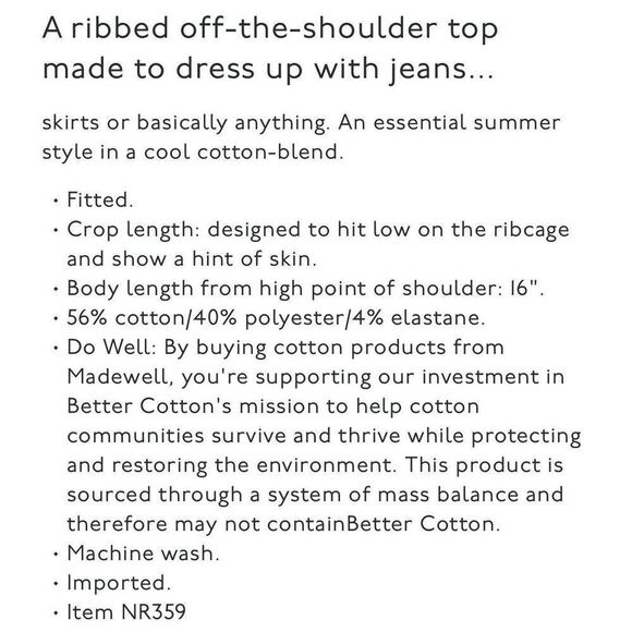 MADEWELL Ribbed Top Women Small Off The Shoulder NEW Red Stretch NR359 - Picture 2 of 11